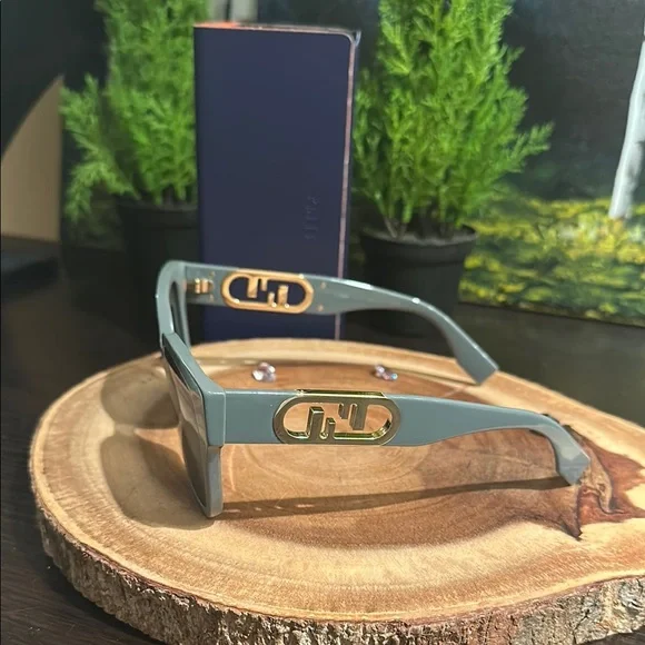 Fendi grayish green 
Sunglasses with Gold Accents - Picture 4 of 9
